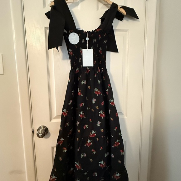 NWT Hill House Ellie Black Tafetta Floral Black Dress XXS - Picture 4 of 4